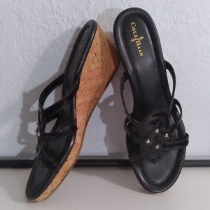 Cole Haan Shayla patent thong wedge slide sandals